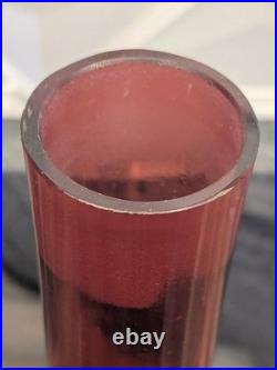 Cranberry Glass Decanter Vintage Hand Blown Art Glass 11 Stopper Air Bubbles