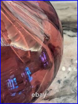 Cranberry Glass Decanter Vintage Hand Blown Art Glass 11 Stopper Air Bubbles