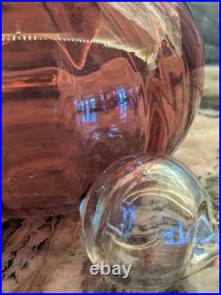 Cranberry Glass Decanter Vintage Hand Blown Art Glass 11 Stopper Air Bubbles