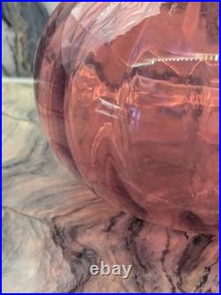 Cranberry Glass Decanter Vintage Hand Blown Art Glass 11 Stopper Air Bubbles