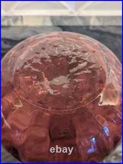 Cranberry Glass Decanter Vintage Hand Blown Art Glass 11 Stopper Air Bubbles