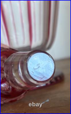 Cranberry Vintage Cut-to-Clear Decanter with Solid Glass Stopper