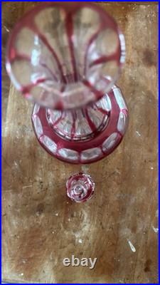 Cranberry Vintage Cut-to-Clear Decanter with Solid Glass Stopper