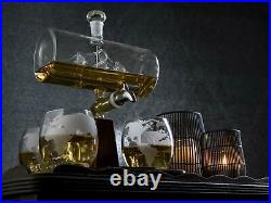 Creative Antique Boat Shape Decanter Set Red Wine Whiskey Glass Ship Decanter