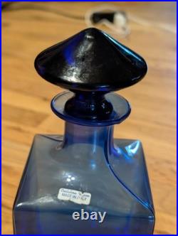 Cristalleria Toscana Italy Cobalt Blue Murano Sommerso Decanter Vintage