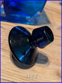 Cristalleria Toscana Italy Cobalt Blue Murano Sommerso Decanter Vintage