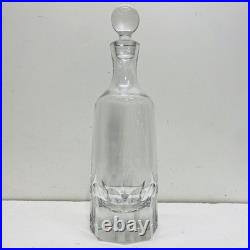 Crystal Decanter Bottle with Stopper. 14 inch Tall Vintage Glass Bottle -Barware
