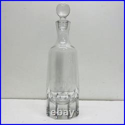 Crystal Decanter Bottle with Stopper. 14 inch Tall Vintage Glass Bottle -Barware