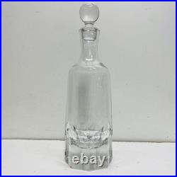 Crystal Decanter Bottle with Stopper. 14 inch Tall Vintage Glass Bottle -Barware