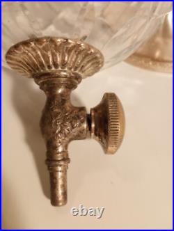 DECANTER Vintage Glass Globe Alcohol Bottle w Metal Stand 12.5 X 12.5 MCM