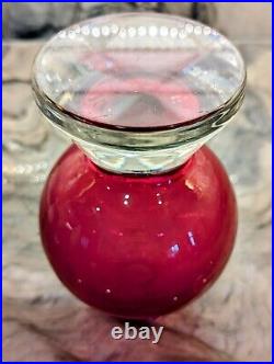 Decanter, Cranberry Glass Vintage (Very Rare) Art Deco