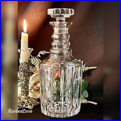 Decanter Crystal Barware Cut Glass with Stopper Vintage Liquor Holder