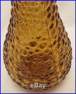 Decanter Genie Bottle Mid Century Amber Glass Empoli Made in Italy Vintage Tall