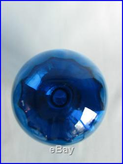 Decanter Liquor Blenko Cruet Royal Blue Blown Art Glass Crystal Water Vintage