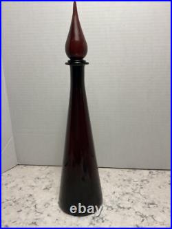 EMPOLI Amethyst Purple ART GLASS Genie Bottle Decanter MCM Italian VINTAGE