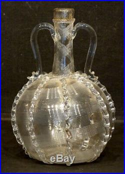 EXCEPTIONAL! ANTIQUE Vintage MURANO Art Glass VENETIAN Ribbed DECANTER BOTTLE