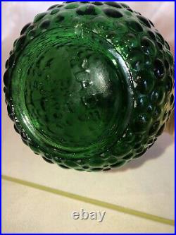 Eames Era Vintage Made in Italy Pressed Emerald Green Glass 22 Decanter Stopper