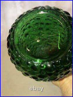 Eames Era Vintage Made in Italy Pressed Emerald Green Glass 22 Decanter Stopper