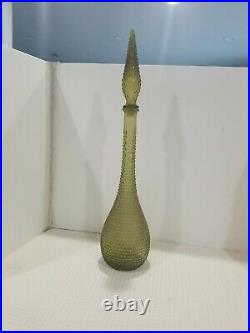 Eames Era Vintage Made in Italy Pressed avocado green Glass 22 Decanter Stopper