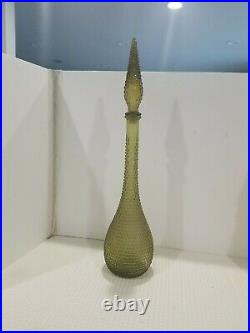 Eames Era Vintage Made in Italy Pressed avocado green Glass 22 Decanter Stopper