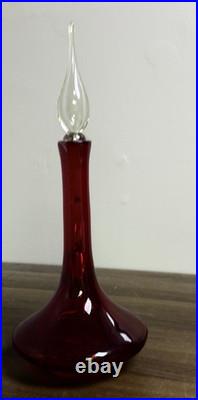 Early 1960's Vintage MCM Bischoff #373 Ruby Red Art Glass Decanter with Stopper