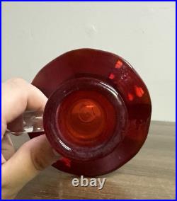 Early 1960's Vintage MCM Bischoff #373 Ruby Red Art Glass Decanter with Stopper