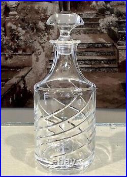 Elegant Decanter Cut Glass Swirl Cut Vintage Barware Clear Glass Decanter Heavy