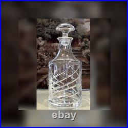 Elegant Decanter Cut Glass Swirl Cut Vintage Barware Clear Glass Decanter Heavy