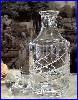 Elegant Decanter Cut Glass Swirl Cut Vintage Barware Clear Glass Decanter Heavy