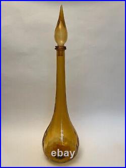 Empoli Amber Glass Decanter with Flame Style Stopper, 26 Vintage, Italy