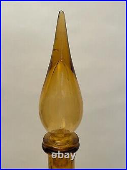 Empoli Amber Glass Decanter with Flame Style Stopper, 26 Vintage, Italy