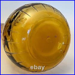 Empoli Amber Glass Decanter with Flame Style Stopper, 26 Vintage, Italy