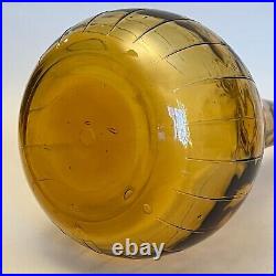 Empoli Amber Glass Decanter with Flame Style Stopper, 26 Vintage, Italy