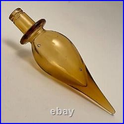 Empoli Amber Glass Decanter with Flame Style Stopper, 26 Vintage, Italy