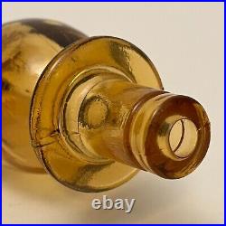 Empoli Amber Glass Decanter with Flame Style Stopper, 26 Vintage, Italy