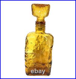 Empoli Amber Glass Textured Bark Genie Decanter Glass with Stopper