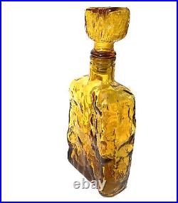 Empoli Amber Glass Textured Bark Genie Decanter Glass with Stopper