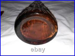 Empoli Amber Wax Drip Genie Bottle Decanter 1960s Glass Vintage MCM withstopper