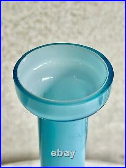 Empoli Cased Glass Vintage Aqua Blue Decanter Genie Bottle Italian Italy