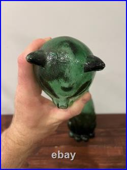Empoli Cat Decanter Italian Emerald Green Glass Bottle Genie Vintage MCM