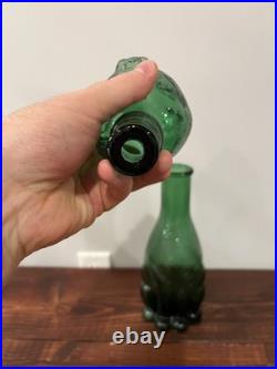 Empoli Cat Decanter Italian Emerald Green Glass Bottle Genie Vintage MCM