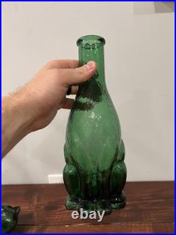 Empoli Cat Decanter Italian Emerald Green Glass Bottle Genie Vintage MCM