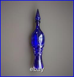 Empoli Cobalt Blue Vintage Genie Decanter with Faceted Stopper, 19.5