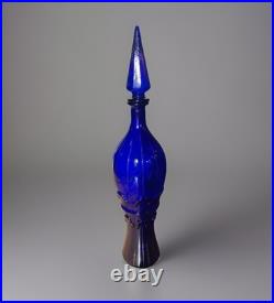 Empoli Cobalt Blue Vintage Genie Decanter with Faceted Stopper, 19.5