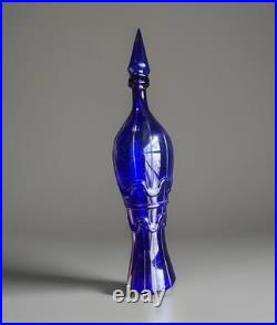 Empoli Cobalt Blue Vintage Genie Decanter with Faceted Stopper, 19.5