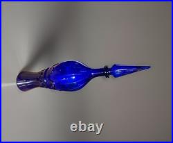 Empoli Cobalt Blue Vintage Genie Decanter with Faceted Stopper, 19.5