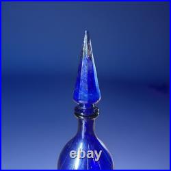 Empoli Cobalt Blue Vintage Genie Decanter with Faceted Stopper, 19.5