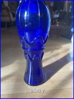 Empoli Cobalt Blue Vintage Genie Decanter with Faceted Stopper, 19.5
