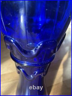 Empoli Cobalt Blue Vintage Genie Decanter with Faceted Stopper, 19.5