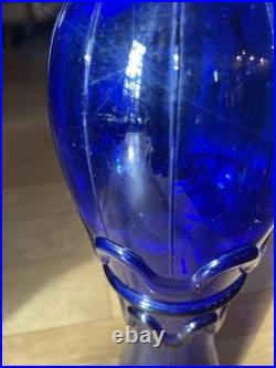Empoli Cobalt Blue Vintage Genie Decanter with Faceted Stopper, 19.5
